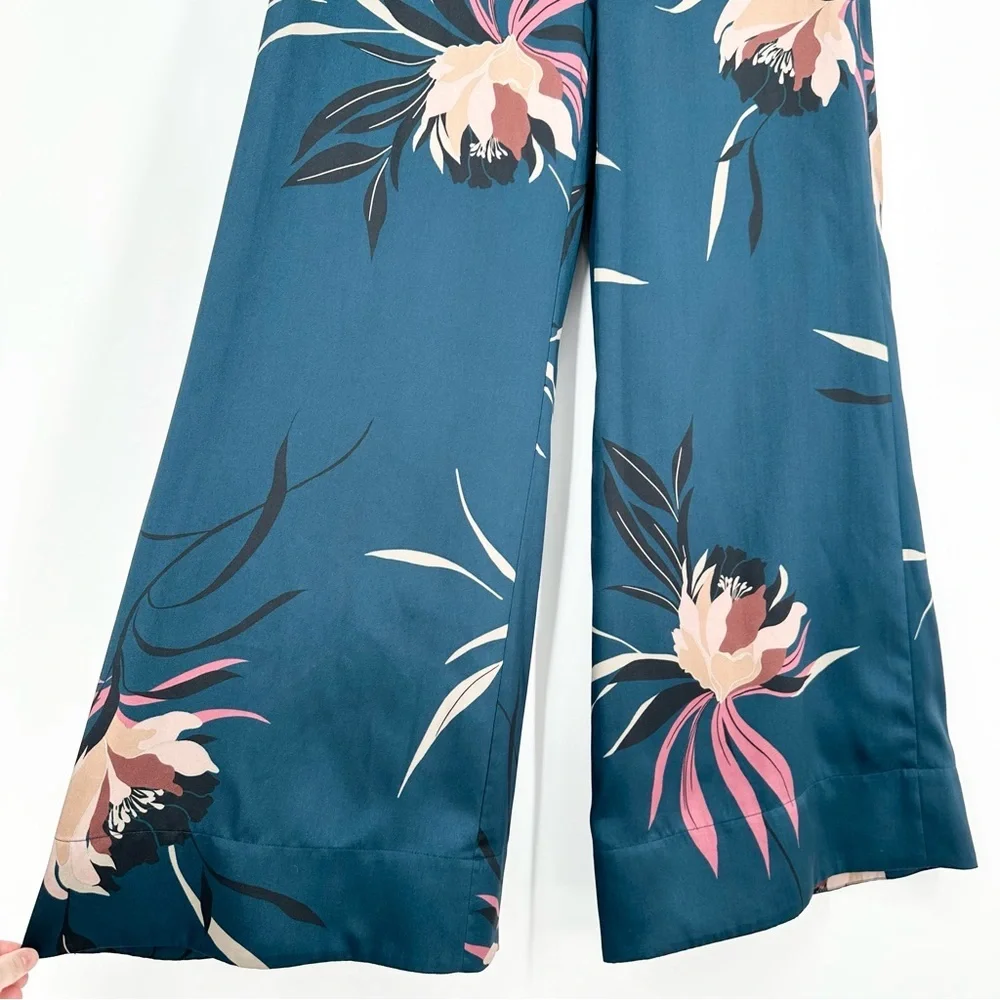 Zara Floral Matching Set Blazer Kimono Jacket Palazzo Wide Leg Pants